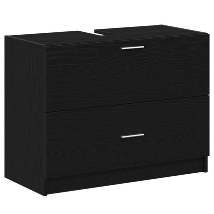 Badrumsskåp med låda Svart Ek 78 x 37 x 59 cm Konstruerat trä