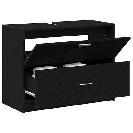 Badrumsskåp Svart Ek 78 x 37 x 59 cm Konstruerat trä