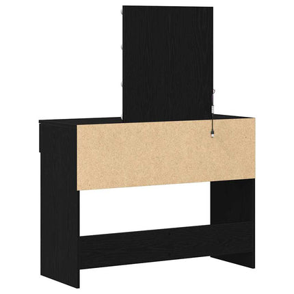 Smyckebord med låda Svart Ek 100 x 40 x 130 cm Konstruerat trä
