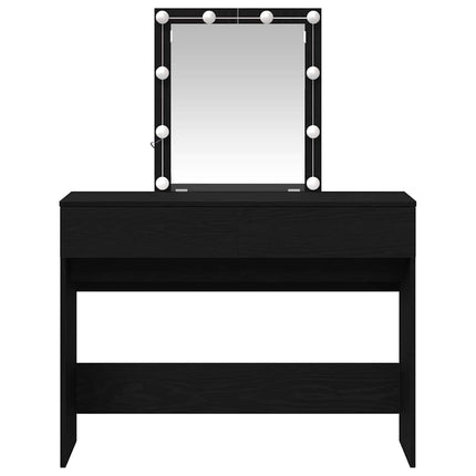 Smyckebord med låda Svart Ek 100 x 40 x 130 cm Konstruerat trä