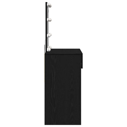 Smyckebord med låda Svart Ek 100 x 40 x 130 cm Konstruerat trä