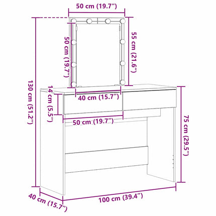 Smyckebord Svart Ek 100 x 40 x 130 cm Konstruerat trä