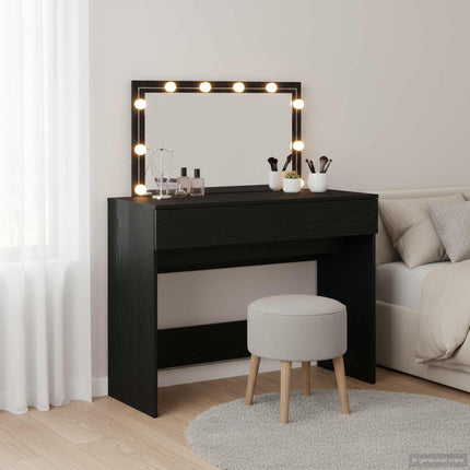 Smyckebord med låda Svart Ek 100 x 40 x 120 cm Konstruerat trä