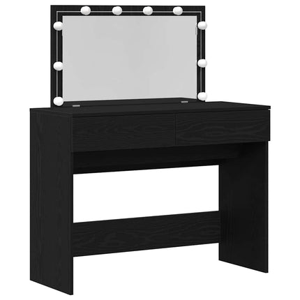 Smyckebord med låda Svart Ek 100 x 40 x 120 cm Konstruerat trä