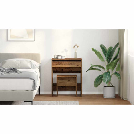 Sminkbord 2 st Gammalt trä 60 x 40 x 75 cm Konstruerat trä