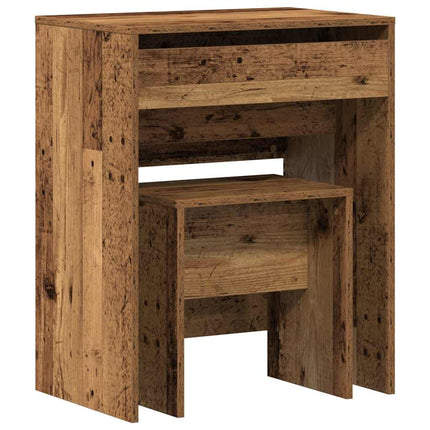 Sminkbord 2 st Gammalt trä 60 x 40 x 75 cm Konstruerat trä