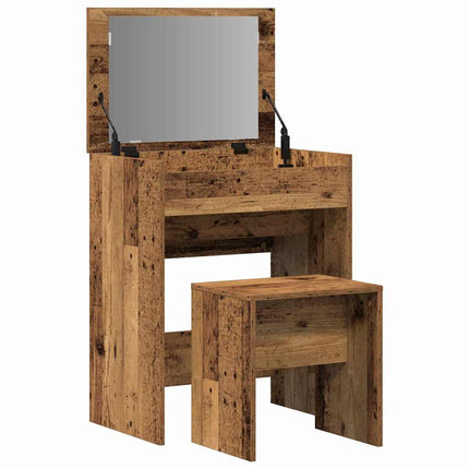 Sminkbord 2 st Gammalt trä 60 x 40 x 75 cm Konstruerat trä