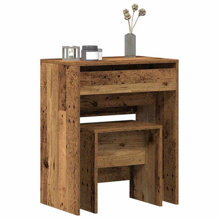 Sminkbord med låda Gammalt trä 60 x 40 x 75 cm Konstruerat trä