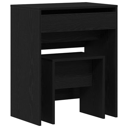 Sminkbord med låda Svart ek 60 x 40 x 75 cm Konstruerat trä