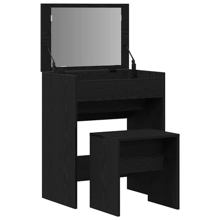 Sminkbord med låda Svart ek 60 x 40 x 75 cm Konstruerat trä