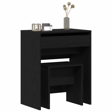 Sminkbord 2 st Svart ek 60 x 40 x 75 cm Konstruerat trä
