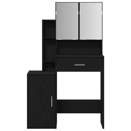 Smyckebord med låda Svart Ek 80 x 35 x 132 cm Konstruerat trä