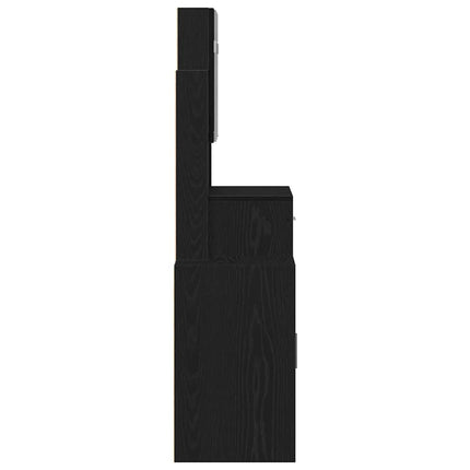 Smyckebord med låda Svart Ek 80 x 35 x 132 cm Konstruerat trä