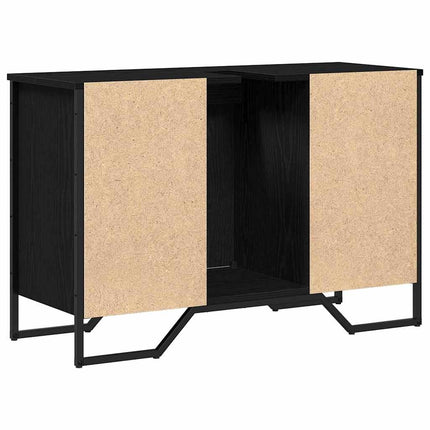 Badrumsskåp med handfat med lagring Svart Ek 91 x 35 x 60 cm