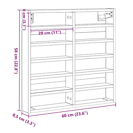 Visningsskåp Gammalt trä 60 x 8,5 x 58 cm Konstruerat trä