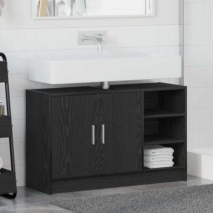 Badrumsskåp Svart Ek 90 x 29 x 55 cm Konstruerat trä