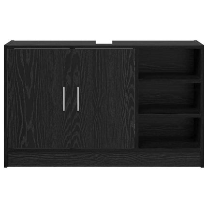 Badrumsskåp Svart Ek 90 x 29 x 55 cm Konstruerat trä
