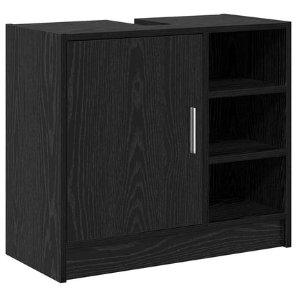 Badrumsskåp med hylla Svart Ek 63 x 29 x 55 cm Konstruerat trä