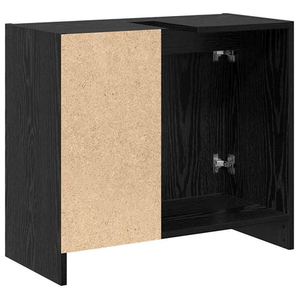 Badrumsskåp med hylla Svart Ek 63 x 29 x 55 cm Konstruerat trä