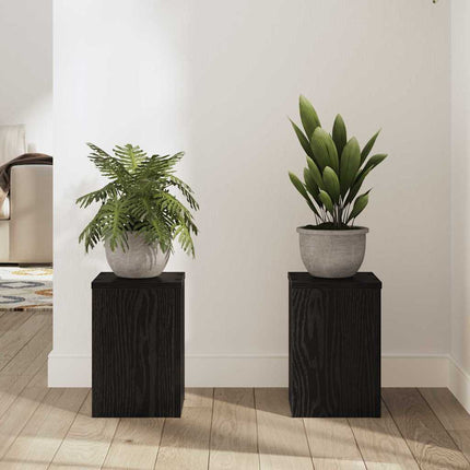 Växtställ 2 pcs Svart Ek 20 x 20 x 30 cm Konstruerat trä