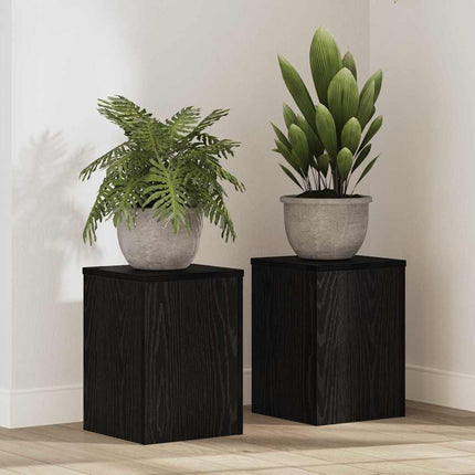 Växtställ 2 pcs Svart Ek 25 x 25 x 35 cm Konstruerat trä
