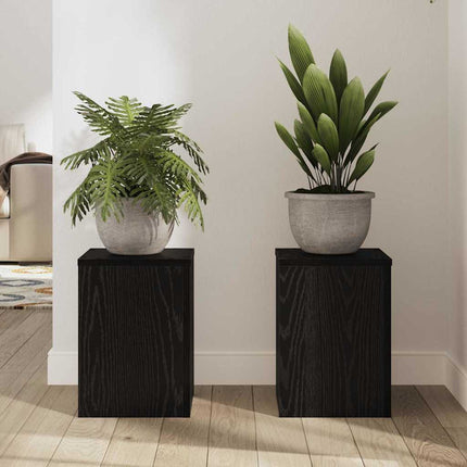 Växtställ 2 pcs Svart Ek 25 x 25 x 35 cm Konstruerat trä