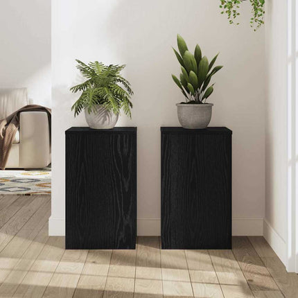Växtställ 2 pcs Svart Ek 30 x 30 x 50 cm Konstruerat trä