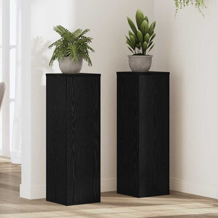Växtställ 2 pcs Svart Ek 25 x 25 x 80 cm Konstruerat trä