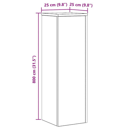 Växtställ 2 pcs Svart Ek 25 x 25 x 80 cm Konstruerat trä