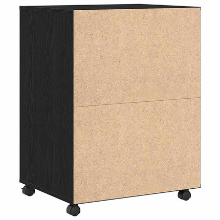 Skåp med hylla med hjul med lagring Svart Ek 60 x 48 x 74.5 cm