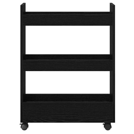 Smal förvaringsvagn Svart Ek 60 x 22 x 80 cm Konstruerat trä