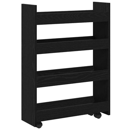 Smal förvaringsvagn Svart Ek 60 x 20 x 82 cm Konstruerat trä