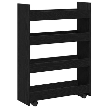 Smal förvaringsvagn Svart Ek 60 x 20 x 82 cm Konstruerat trä