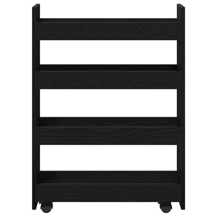 Smal förvaringsvagn Svart Ek 60 x 20 x 82 cm Konstruerat trä