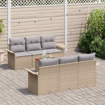 Trädgårdsoffset med kudde 7 pcs Beige konstrotting