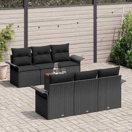 Trädgårdsoffset med kudde 7 pcs Svart konstrotting