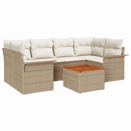 Trädgårdsoffset med kudde 7 pcs Beige konstrotting