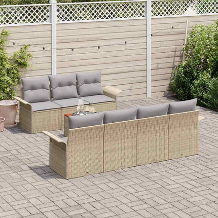 Trädgårdsoffset med kudde 8 pcs Beige konstrotting