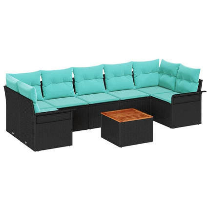 Trädgårdsoffset med kudde 8 pcs Svart konstrotting