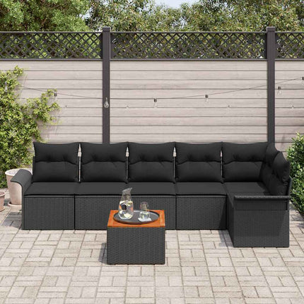 Trädgårdsoffset med kudde 7 pcs Svart konstrotting