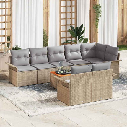 Trädgårdsoffset med kudde 9 pcs Beige konstrotting