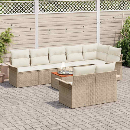 Trädgårdsoffset med kudde 9 pcs Beige konstrotting