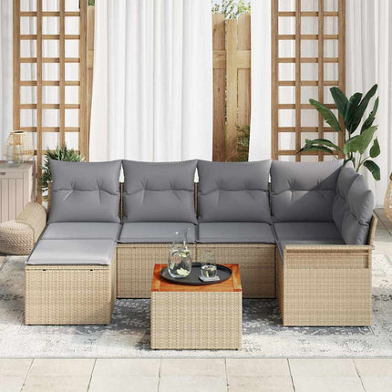 Trädgårdsoffset 7 st Beige konstrotting