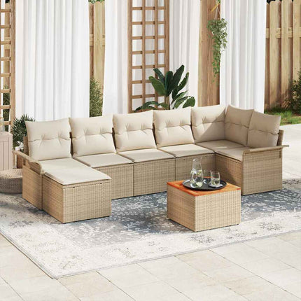 Trädgårdsoffset med kudde 8 pcs Beige konstrotting