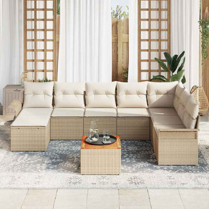 Trädgårdsoffset med kudde 9 pcs Beige konstrotting