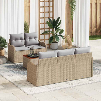Trädgårdsoffset med kudde 6 pcs Beige konstrotting