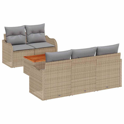 Trädgårdsoffset med kudde 6 pcs Beige konstrotting