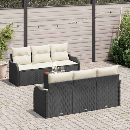 Trädgårdsoffset med kudde 7 pcs Svart konstrotting