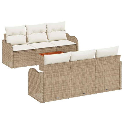 Trädgårdsoffset med kudde 7 pcs Beige konstrotting