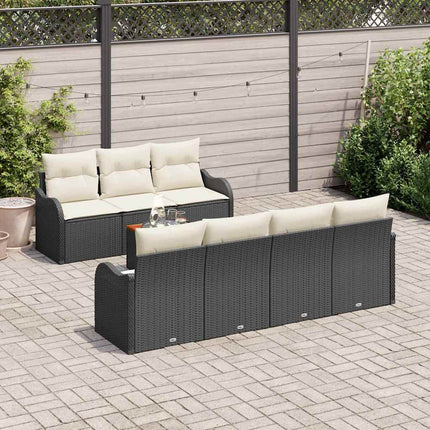 Trädgårdsoffset med kudde 8 pcs Svart konstrotting
